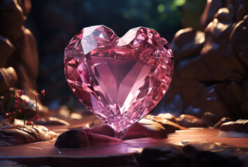 pink crystal heart - obrazy, fototapety, plakaty