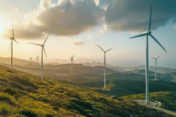 Wind turbine farm for renewable energy