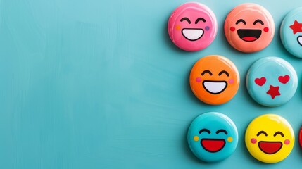 Bright and joyful emoticons on a dynamic social media and communication themed background