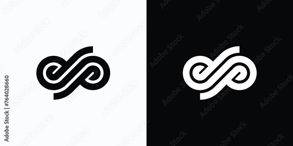 Wall mural vector logo design for the initials letter d p in the shape of an infinity line with a modern, simpl