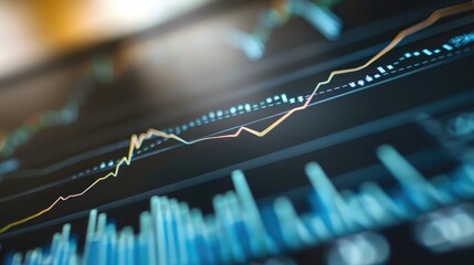 financial, finance, investment, chart, graph, invest, interface, indicator, rising, stock. drawing line to calculation indicator chart and graph is tools of investment.