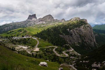 Passo Falzarego (SR48) from the Punto panoramico sul passo Valparola