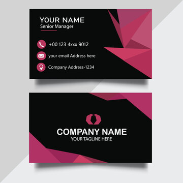 Creative and Clean Double-sided Business Card Template. purple and Black Color.