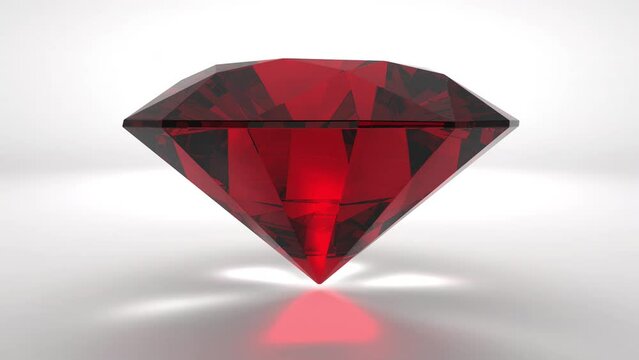 Precious Expensive Red Ruby Slowly Rotating. Luxury And Lifestyle Related 3D Animation.