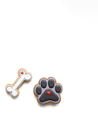 Bone and paw shaped gingerbread cookies