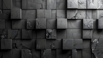 This image shows sleek 3D render of black marble tiles with realistic cracks, making it look elegant and dramatic