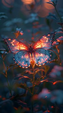 Enchanting Butterfly in a Vibrant Sunset Transformation Journey