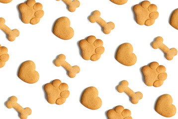 Bone, paw and hheart shaped gingerbread cookies