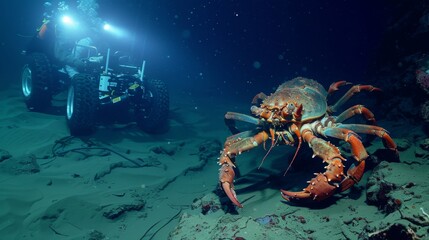 Large Crab on Sandy Ocean Floor