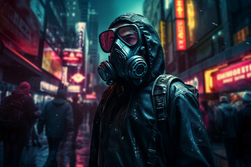 Cyberpunk person fantasy concept illustration created with generative AI