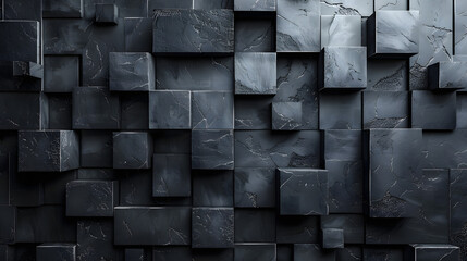 A striking image of uneven black tiles with visible cracks, adding texture and character to the surface