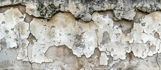 A detailed shot of a bedrock wall with chipped paint, showcasing the building materials natural texture and rugged appearance