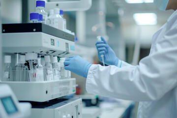 Fototapeta premium Scientist working with equipment in a lab 