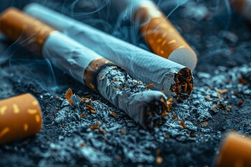 Poisonous nature of cigarettes highlighted toxic substances list , high resolution - obrazy, fototapety, plakaty