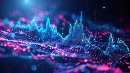 technology definition economics with blue neon color backgrounds