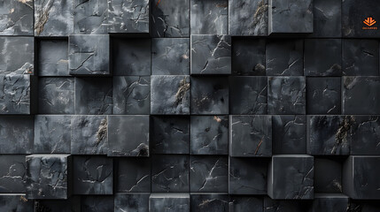 Featuring a sophisticated wall pattern of 3D marble cubes, emphasizing luxury and structural design