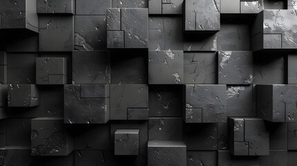 This image offers a tactile sensation with its close-up of texture-rich dark cubes creating an impactful visual pattern