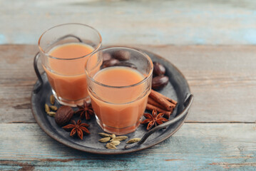 Traditional indian drink - masala tea - 764037072