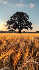 Scenic Midsummer Countryside: A July Afternoon in the Golden Wheat Field