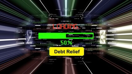 Debt reliaf loading progress bar on the screen