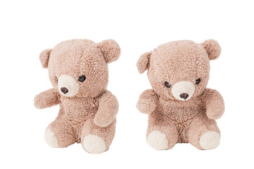Cute brown plush bear with transparent background