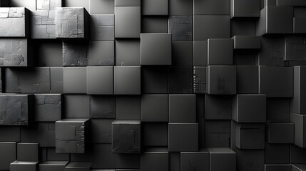 This image showcases a pattern of black cubes that resemble a modern cityscape giving off a structured yet chaotic urban vibe