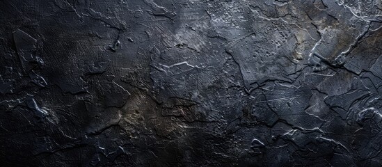 A detailed shot of a dark rock wall resembling a marble texture, showcasing intricate patterns and textures similar to automotive tires