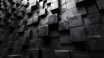 A visually intriguing image of monolithic 3D cubes in staggered rows giving a sense of depth and perspective