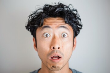 驚く日本人男性のアップ写真（驚愕・びっくり・愕然・衝撃）