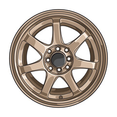 Obraz premium Gold vector illustration of car wheel rim