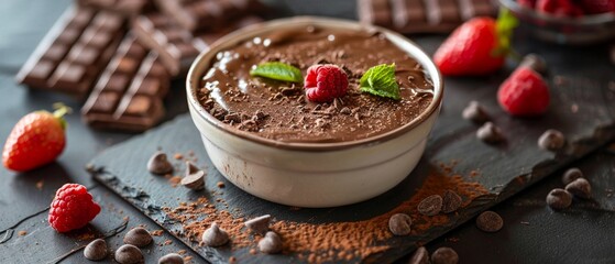 Deliciously unhealthy chocolate dessert focusing on indulgence and sweet temptation , vibrant - obrazy, fototapety, plakaty