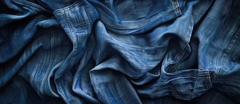 A close up of electric blue fabric resembling water in darkness, with a denimlike pattern. It evokes art and visual arts, like an automotive tire or a fictional character in an animation