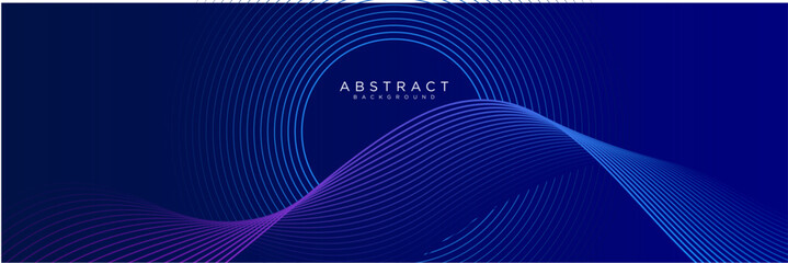 Futuristic abstract dark blue background. Modern purple blue gradient flowing wave lines Glowing blue circle lines design. Suit for poster, banner, brochure, cover, website, flyer. Vector illustration - obrazy, fototapety, plakaty
