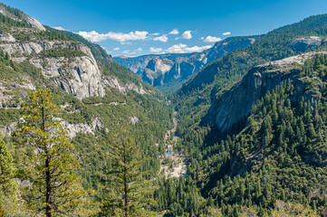 Yosemite Valley in Yosemite National Park during September in California. Formed in 1890 this is one of the oldest and most famous National Parks in the United States. - 764041686