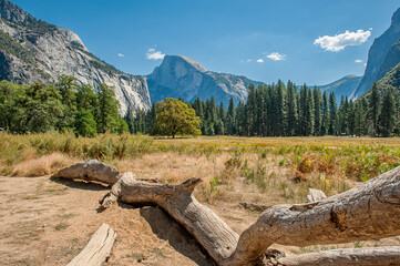 Yosemite Valley in Yosemite National Park during September in California. Formed in 1890 this is...