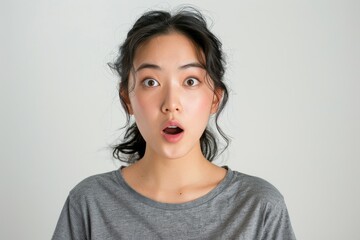 驚く日本人女性のアップ写真（驚愕・びっくり・愕然・衝撃）