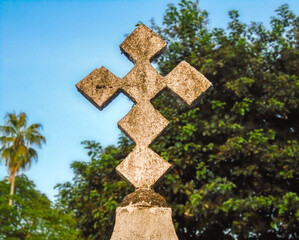 Stone cross in the Central Cemetery of Neiva – Huila - Colombia