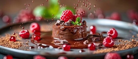 Obraz na płótnie Canvas Deliciously unhealthy chocolate dessert focusing on indulgence and sweet temptation , vibrant