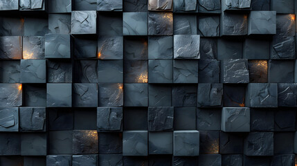 Dark cubic background with striking golden highlights conveys luxury and exclusivity