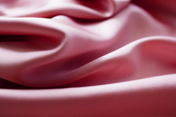 Textured Satin Duchess pink plush draping fabric. Elegant and elegant background. Space for web...