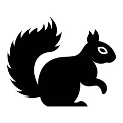 black vector squirrel icon on white background
