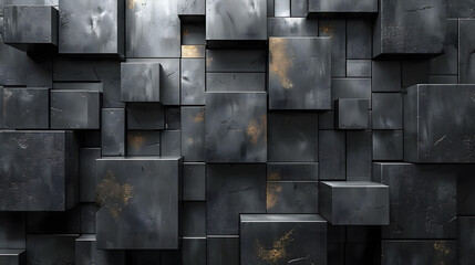 This image depicts dark cubic shapes with selective golden accents arranged abstractly, suggesting luxury and exclusivity