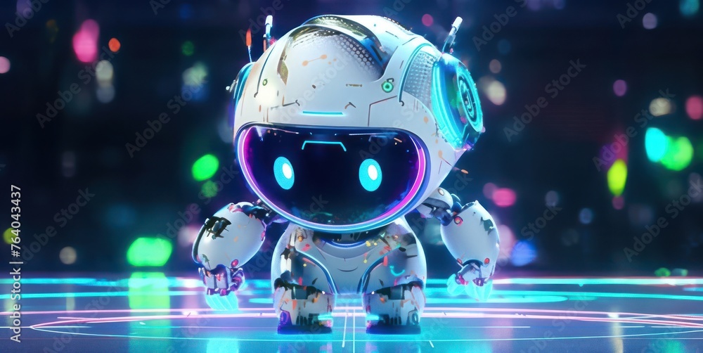 Aufkleber robot on robotic dance floor generative ai