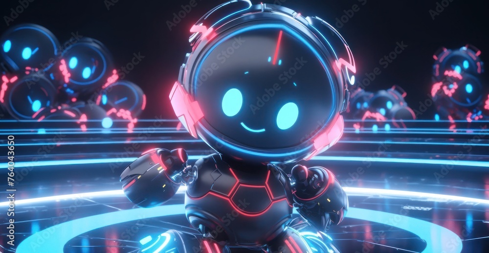 Poster robot on robotic dance floor generative ai