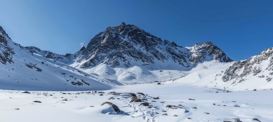 Fototapeta na wymiar Snowy alaska mountain range wilderness, majestic nature landscape wallpaper view