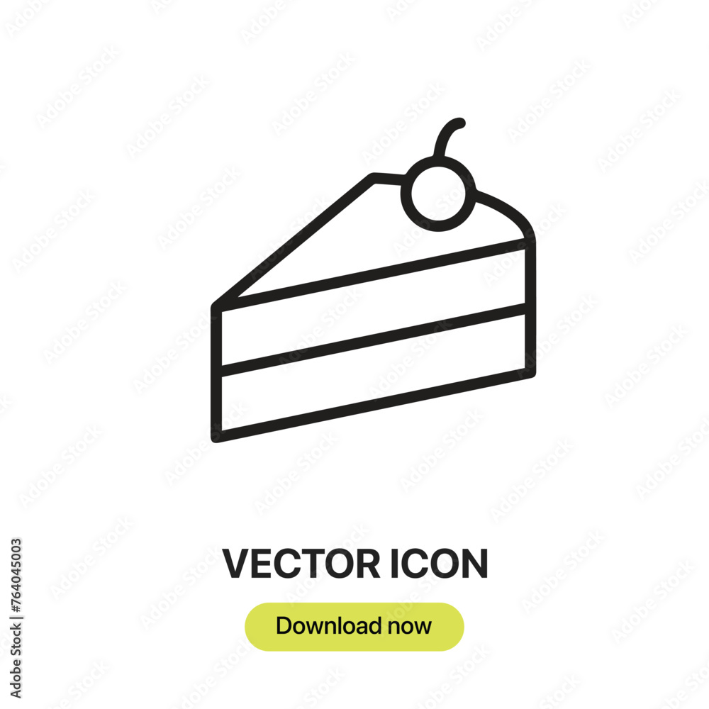Poster Piece Of Cake icon vector. Linear-style sign for mobile concept and web design. Piece Of Cake symbol illustration. Pixel vector graphics - Vector.	