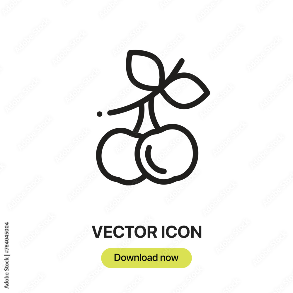 Poster cherries icon vector. linear-style sign for mobile concept and web design. cherries symbol illustrat