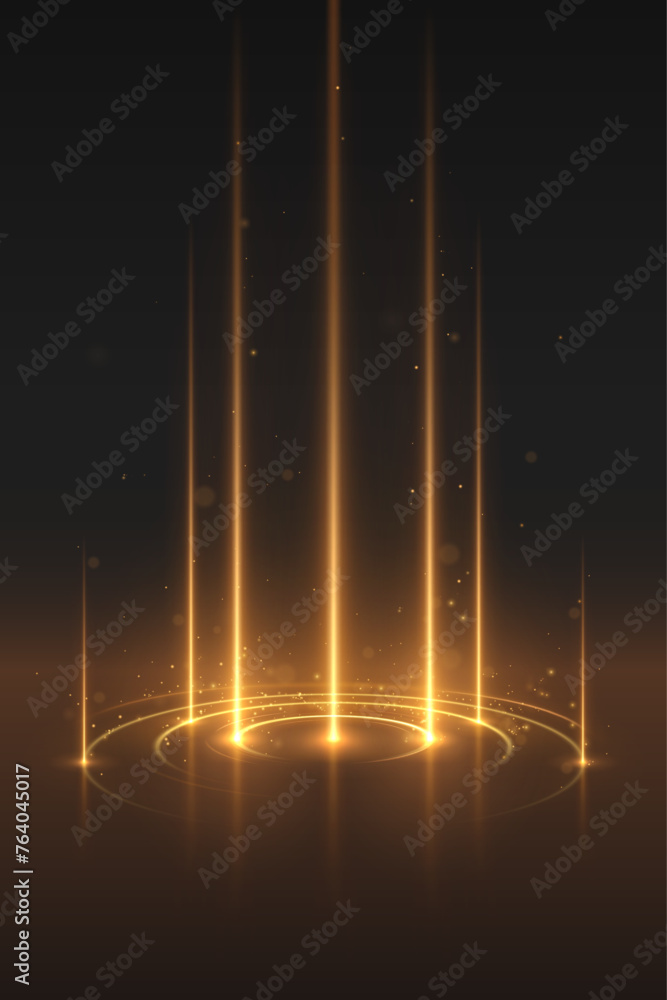 Canvas Prints circle golden light effect with rays