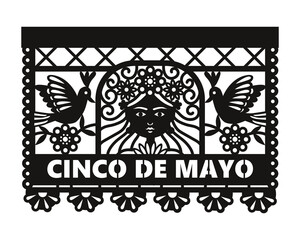 Mexican Papel Picado design. Viva Mexico Independence Celebration