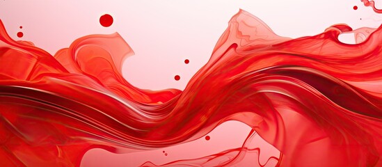 A dynamic visual of a crimson liquid in motion, forming intricate swirls in the atmosphere accompanied by delicate bubbles